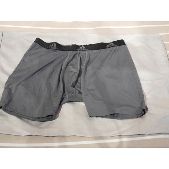 Adidas Boxer Briefs Men’s XL Gray Performance Stretch Trunks Logo Waistband - Picture 1 of 2